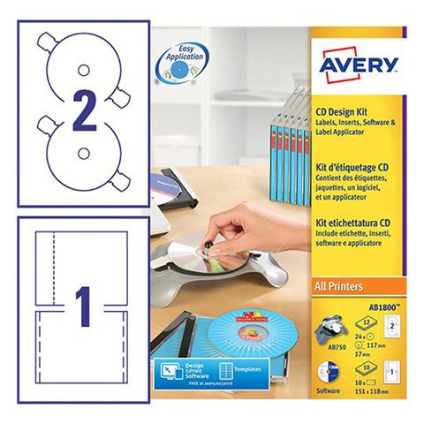 Avery AfterBurner CD Label System Kit AB1800 30 Counts