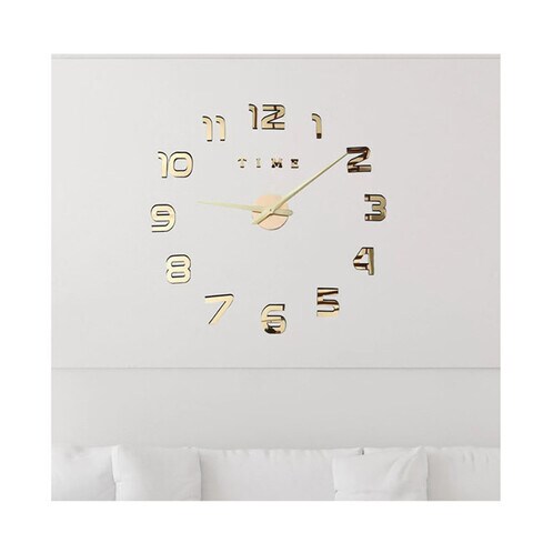 DIY Quartz 3d Wall Clock Acrylic Sticker Wall Clock Gold-90CM
