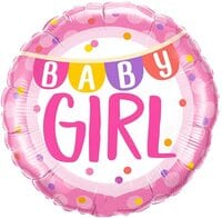 Party Time 1 Piece 18inch Pink Baby Girl Baby Gender Reveal Foil Balloon - Packs for Boy or Girl - Baby Shower Gender Reveal Party Supplies