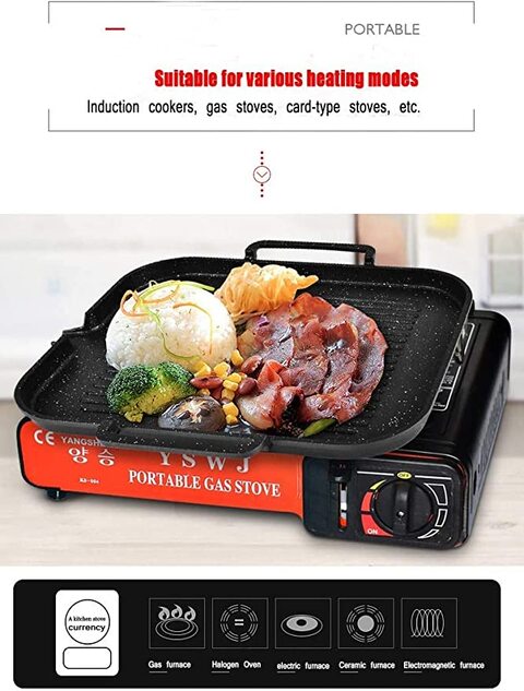 BBQ Grill pan, Barbecue Oven Non-stick Bakeware-Induction cooker, compatible aluminum non-stick coated bakeware with grease drainage system (30*25*2cm)