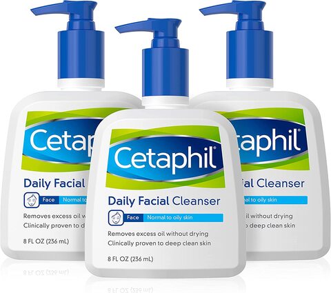 Cetaphil Daily Facial Cleanser For Normal To Oily Skin, Gentle Face Wash For Sensitive Skin, 8 Oz. (Pack Of 3)