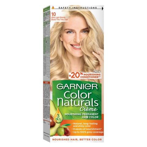 Garnier Colour Naturals Cream Nourishing Permanent Hair Colour 10 Ultra Light Blonde 110ml