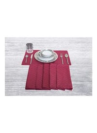 Princess 6-Piece Dobby Jacquard Table Cloth Placemat, , Maroon 30X50cm