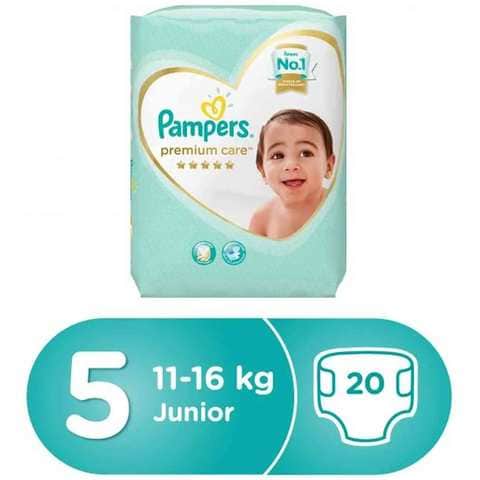 Pampers Premium Care Diapers Size 5 Junior 11-16 Kg Mid Pack 20 Diapers