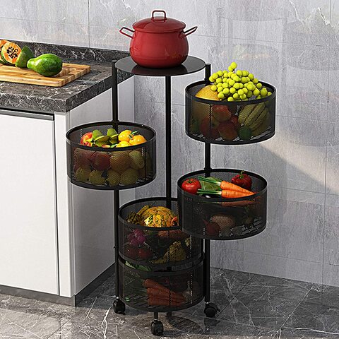 5-layer Kitchen Rotating Rack Multi-purpose Storage Rack Fruit and