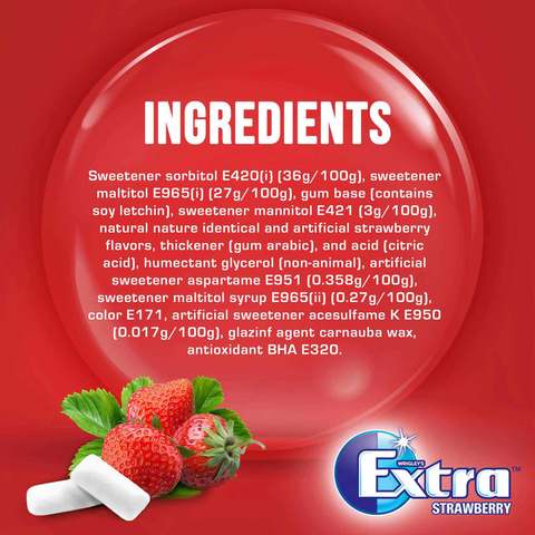 Wrigley&#39;s Extra Strawberry Sugar Free Chewing Gum 14g