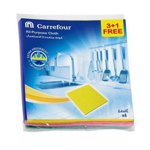 Carrefour All Purpose Cleaning Cloth  Multicolour 4 PCS