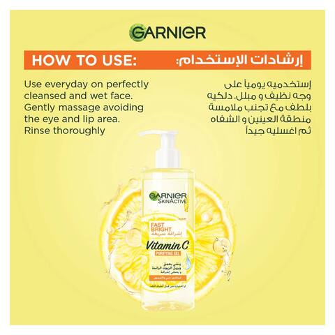 Garnier Skinactive Fast Bright Vitamin C Purifying Gel Wash - 400 Ml