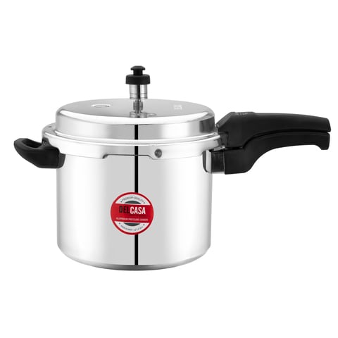 Delcasa 3 Litre Aluminium Pressure Cooker, Sleek And Simple, Dc2102 - Induction Compatible, Lightweight &amp; Durable Cooker With Lid, Improved Pressure Regulator, Comfortable Handle