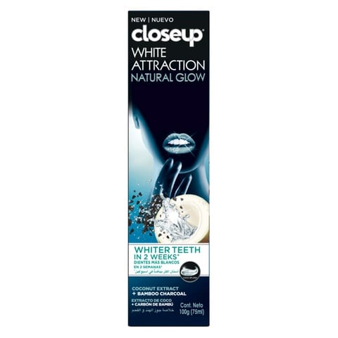 Buy Closeup White Attraction Natural Glow Gel Toothpaste With Coconut Extract And Bamboo Charcoal 75ml in UAE