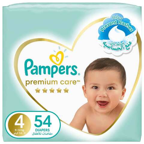 Pampers Premium Care Diapers Size 4 Maxi 9-14 Kg Giant Pack 54 Diapers