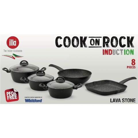Illa Cook On Rock Induction Cookware Set - 8 Pieces - Black