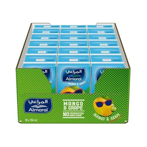 Almarai No Added Sugar Mango And Grape Juice 150ml Pack of 18