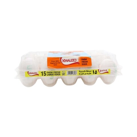 Khaleej Farm Fresh White Large Eggs x Pack of 15