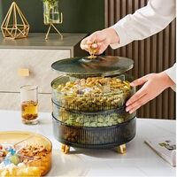 Atraux 2 Layers Dried Fruit Rotating Storage Box With Lid, Multi-Compartments Snack Storage Container (Random Colors)