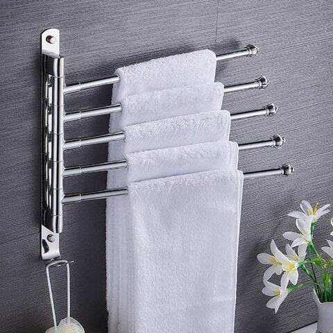 Wall mounted stainless steel towel bar swing arm bathroom towel rack hanger towel discount holder organizer towel rac
