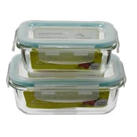 Click&amp;Lock Glass Container Set Clear 370ml+640ml