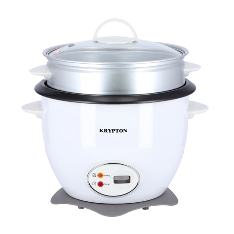 Krypton 700W 1.8 L Rice Cooker With Steamer, Non-Stick Inner Pot, Automatic Cooking, Easy Cleaning, High-Temperature Protection - Make Rice &amp; Steam Healthy Food &amp; Vegetables