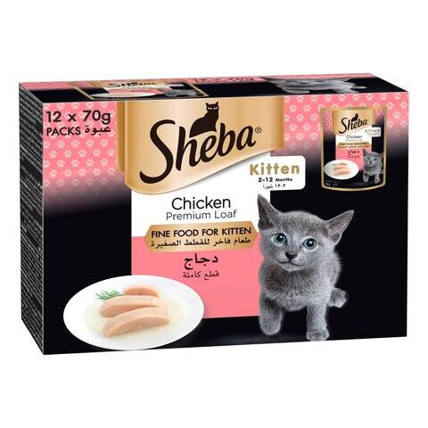 Buy Sheba Chicken Premium Loaf Fine Food For Kitten 70g Pack of 12