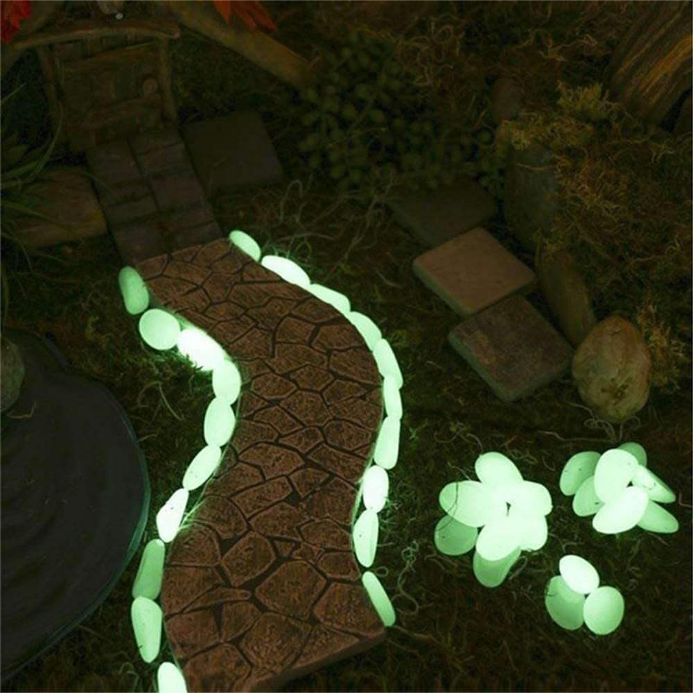 NA Glow in The Dark Rocks,100 pcs Blue Glow in The Dark Garden Pebbles for Outdoor Decor,Glowing Water for Fish Tank Gravel,for Backyard Walkway,Paths or Driveways Green 