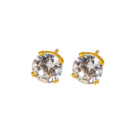 Caflon Fashion Sense Gold Plated White Cubic Zirconia Earring, 5mm