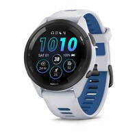 Garmin Forerunner 265 GPS Running Smartwatch, Black Bezel With Whitestone Case And Whitestone/Tidal Blue Silicone Band, 010-02810-11