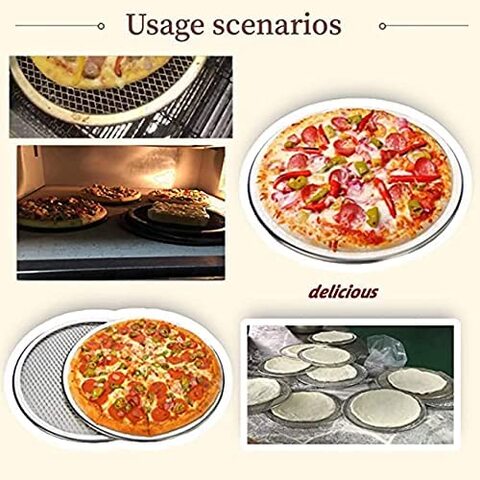 Seamless Round Pizza Baking Screen, Mesh Pizza Baking Tray (14 Inch) 4 PCS