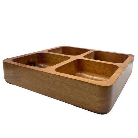 Topps Wooden Square Platter With 4 Compartments,22X 22Cm