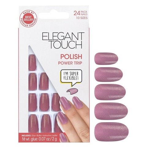 Elegant Touch Polished False Nails Power Trip Pink 24 count