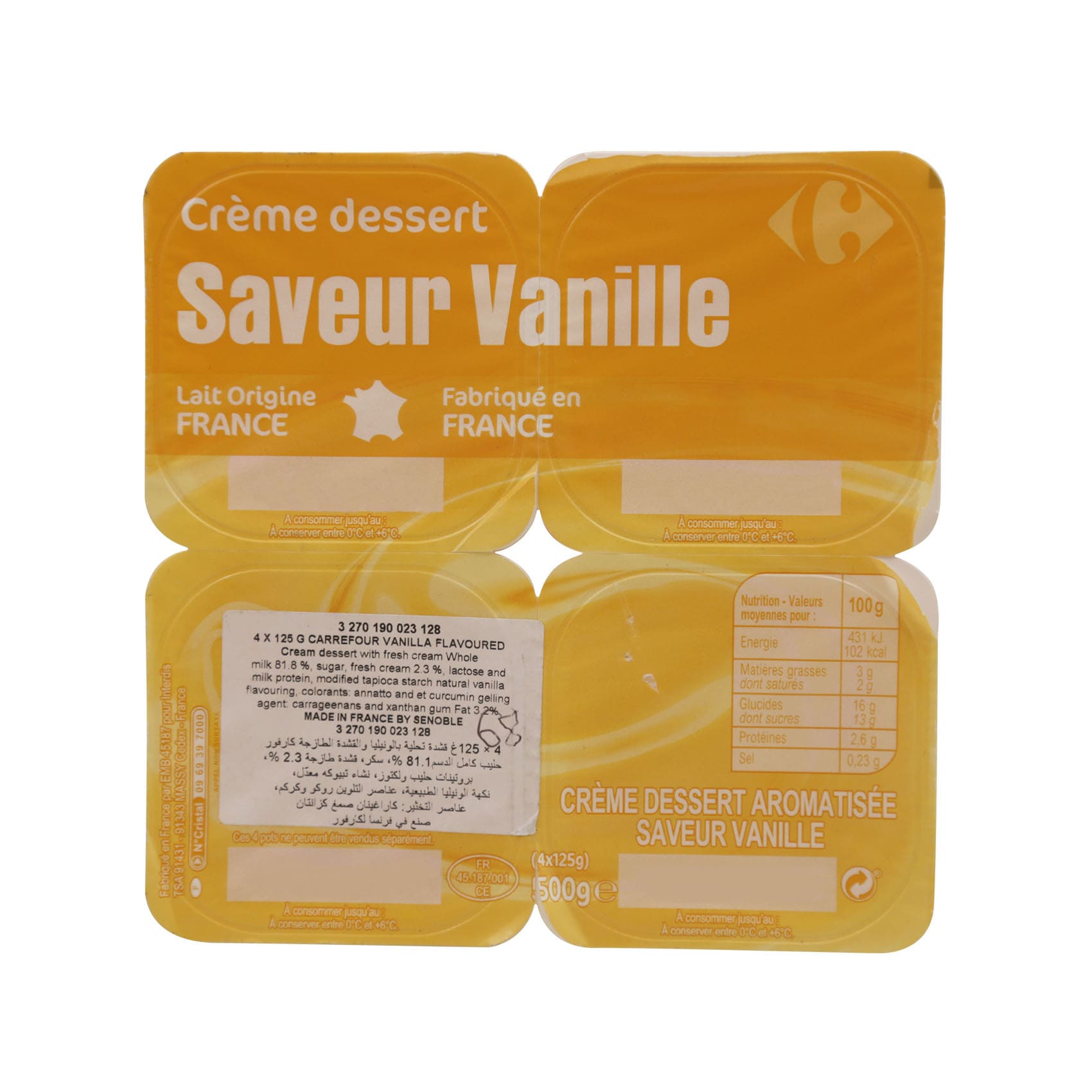 Buy Carrefour Vanilla Cream Dessert 125g X Pack Of 4 Online Shop Fresh Food On Carrefour Uae