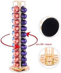 Lushh Coffee Capsule Holder, 360 Degree Rotating Coffe Pod Holder Tower Rack Stand for 40 Nespresso Coffe Capsules, Gold
