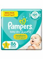Buy Pampers Baby-Dry Diapers Size 1 Newborn 2-5kg Mega Pack 86 Count in Kuwait