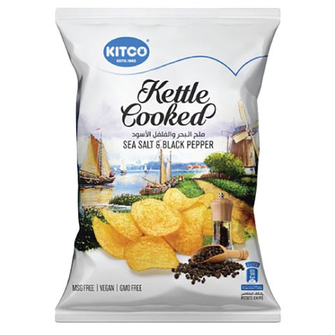 Kitco Kettle Vegan Cooked Sea Salt And Black Papper Chips 40g