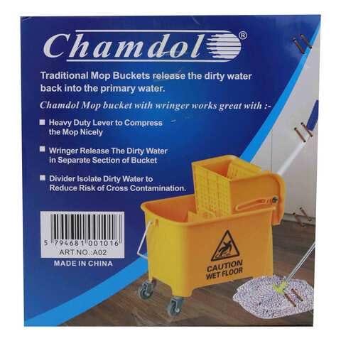 Chamdol Heavy Duty Mob Bucket With Wringer Cleaning Set Yellow