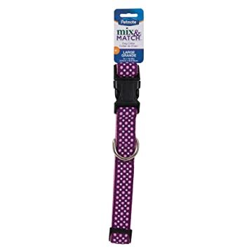 Petmate Aspen Pet Ribbon Overlay Dog Collar 1&quot;X16-26&quot; Dots Pink