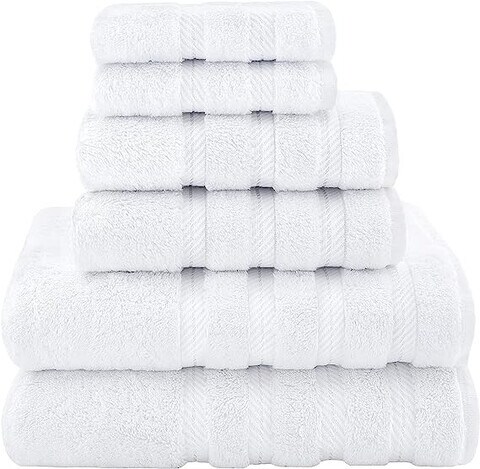 6-Piece Premium Towel Set, 2 Bath Towels, 2 Hand Towels, and 2 Wash Cloths,  600 GSM 100% Ring Spun Cotton Highly Absorbent Towels for Bathroom, Gym,  Hotel, and Spa - NoahArkLinen