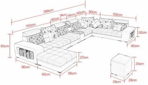Live Room Sofa,Apartment Living Room Corner Sofa set Combination Furniture (Half. White)