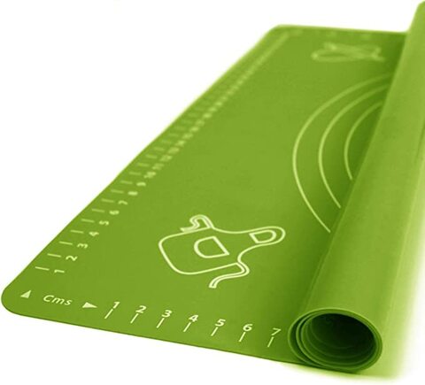 Generic Silicone Baking Mat(2Pc) For Pastry Rolling With Measurements, Liner Heat Resistance Table Placemat Pad Pastry Board, Non-Stick Silicone Baking Mat, Cooking Enthusiasts (Pink &amp; Green, 40X50)