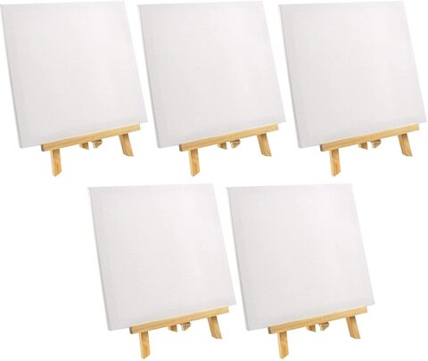 Lavish 5 Pack Tabletop Easel With Canvas Sets Size 10 X 10