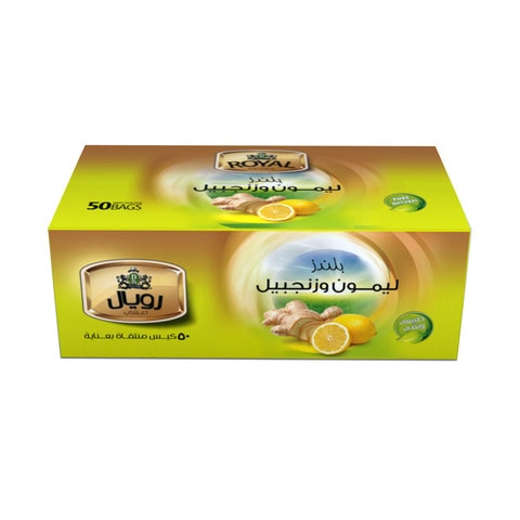 Royal Herbs Ginger Lemon Flavour Herbal Tea Bags - 50 Sachets
