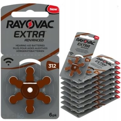 Rayovac Extra Advanced, size 312 Hearing Aid Battery (pack 60 pcs)