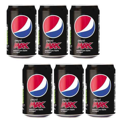 Pepsi Zero Carbonated Soft Drink Zero Calories & No Sugar Can 6 x 330 ml