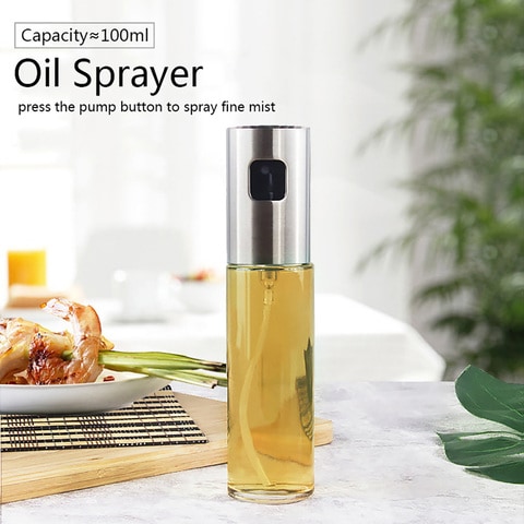 Generic-Olive Oil Sprayer Oil Vinegar Dispenser Refillable Transparent Glass Bottle BBQ Roasting Grilling Kitchen Tools