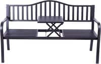 Yulan Outdoor Bench Steel Frame For Patio, Park, Garden, Backyard, Deck Providing You Space To Have A Rest Strong, Sturdy And Comfortable To Seat (Black T) 614