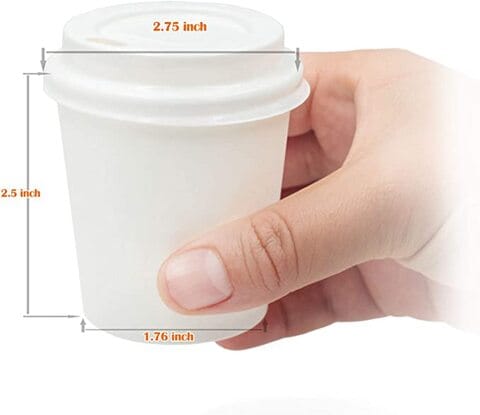 Yesocea 4 Oz Disposable White Paper Cups With White Lids - On The Go Hot And Cold Beverage All-Purpose Sampling Portion Cup For Coffee, Espresso, Water, Juice And Tea, Food Grade Safe [50 Sets]