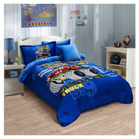 Monster truck shop comforter set twin