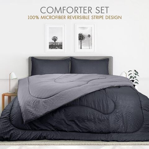 Queen size deals grey comforter set