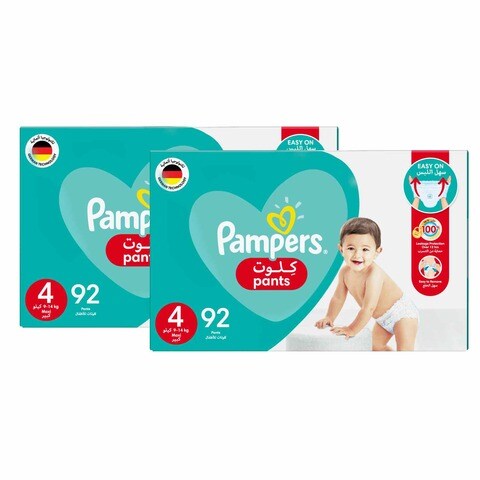 Pampers Baby-Dry Pants diapers, Size 4, 9-14 kg, With Stretchy Sides for Better Fit, 184 Baby Diapers