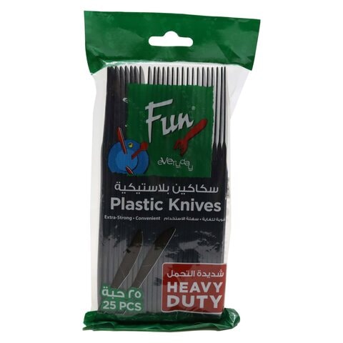 Fun Everyday Heavy Duty Plastic Knives Black 25 PCS