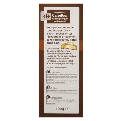 Carrefour Toasted Whole Wheat Bread 500g